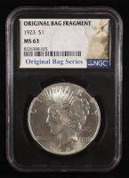 1923 Peace Silver Dollar - Original Bag Fragment Relic (NGC MS63) at PristineAuction.com