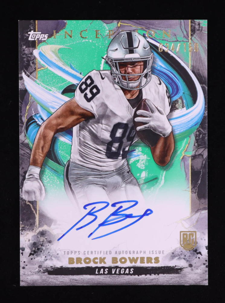 Brock Bowers 2024 Topps Inception Rookie Autographs Green #RABB RC #034/150