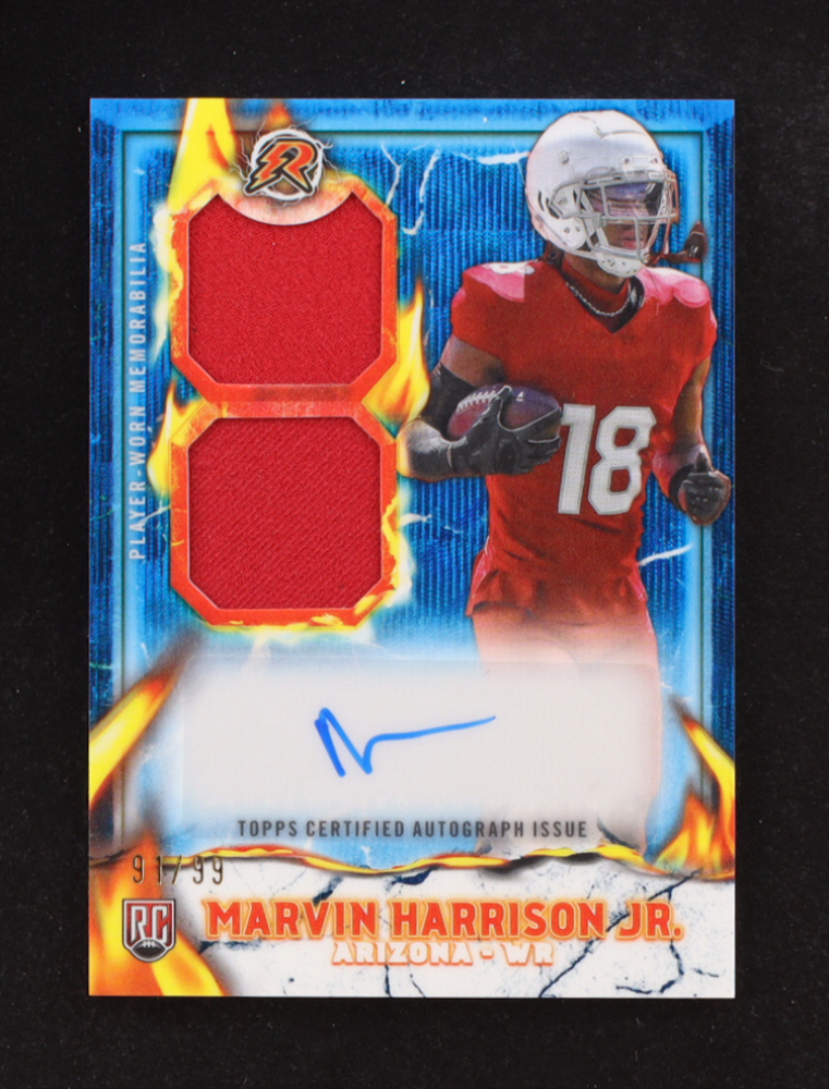 Marvin Harrison Jr. 2024 Topps Resurgence Ignite Rookie Patch Autographs Blue Surge #IPAMH RC #91/99