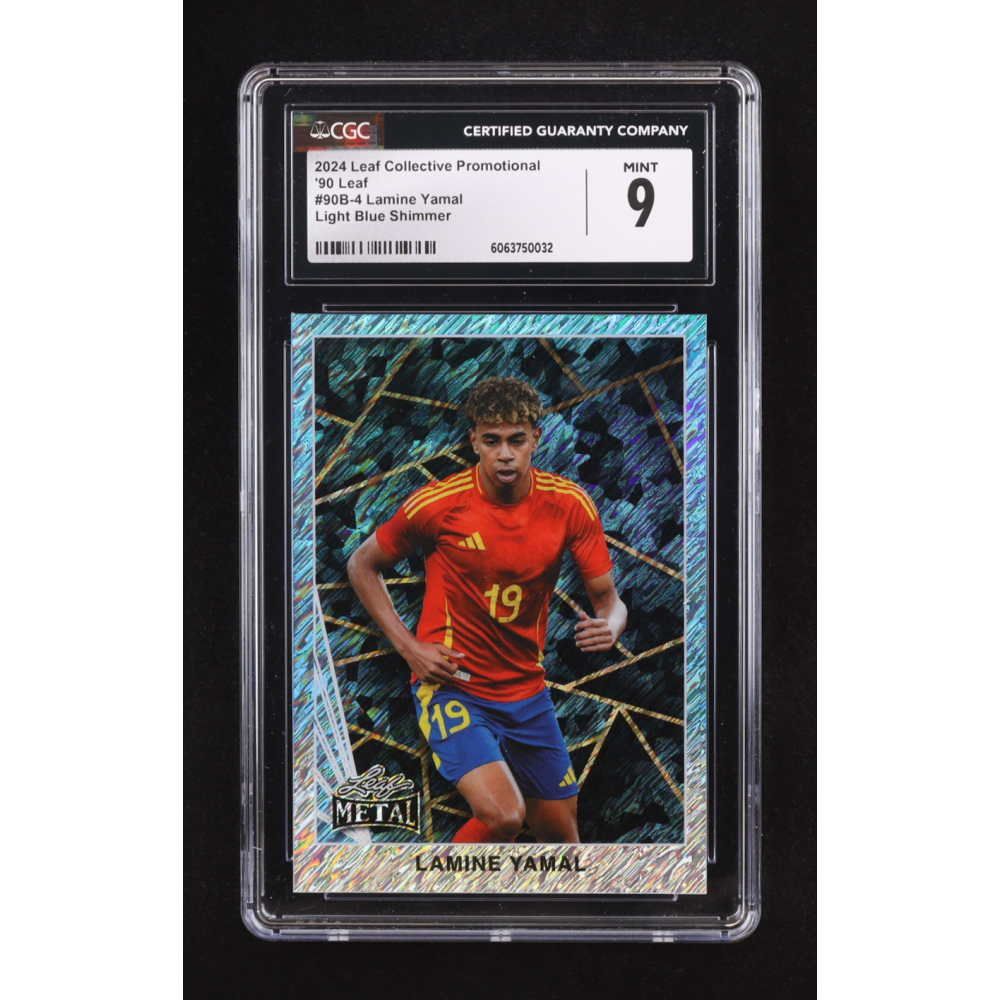 Lamine Yamal 2024 Leaf Collective Promo '90 Leaf Shimmer Light Blue #90B4 RC (CGC 9) at PristineAuction.com