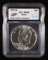 1972-S Eisenhower Silver Dollar - Austin Hutto Signature Label (ICG MS68) at PristineAuction.com