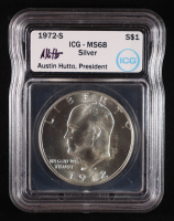 1972-S Eisenhower Silver Dollar - Austin Hutto Signature Label (ICG MS68) at PristineAuction.com