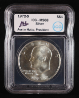 1972-S Eisenhower Silver Dollar - Austin Hutto Signature Label (ICG MS68) at PristineAuction.com