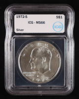 1972-S Eisenhower Silver Dollar - Austin Hutto Signature Label (ICG MS66) at PristineAuction.com
