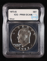 1973-S Proof Eisenhower Silver Dollar (ICG PR69 DCAM) at PristineAuction.com