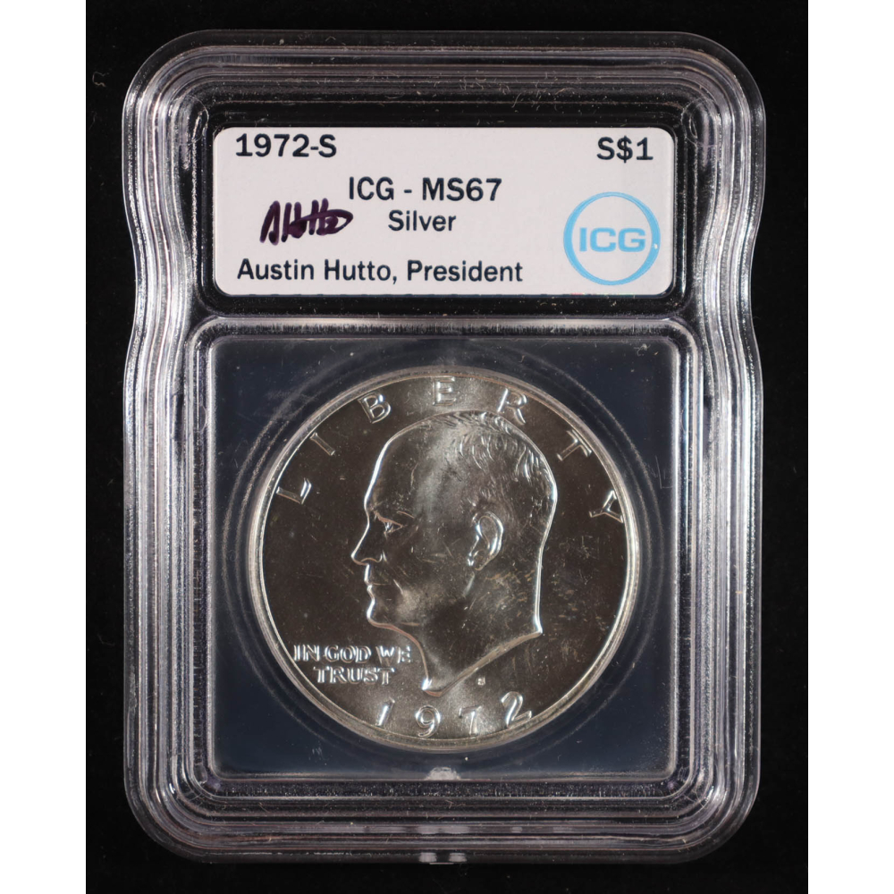 1972-S Eisenhower Silver Dollar - Austin Hutto Signature Label (ICG MS67) at PristineAuction.com