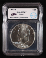 1972-S Eisenhower Silver Dollar - Austin Hutto Signature Label (ICG MS67) at PristineAuction.com