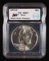 1972-S Eisenhower Silver Dollar - Austin Hutto Signature Label (ICG MS67) at PristineAuction.com
