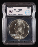 1972-S Eisenhower Silver Dollar - Austin Hutto Signature Label (ICG MS67) at PristineAuction.com
