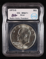 1972-S Eisenhower Silver Dollar - Austin Hutto Signature Label (ICG MS67+) at PristineAuction.com