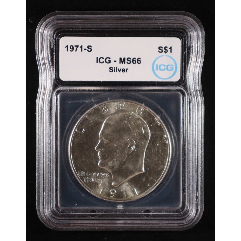 1971-S Eisenhower Silver Dollar (ICG MS66) at PristineAuction.com