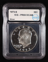 1973-S Proof Eisenhower Silver Dollar (ICG PR69 DCAM) at PristineAuction.com