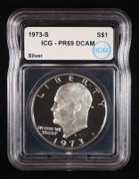1973-S Proof Eisenhower Silver Dollar (ICG PR69 DCAM) at PristineAuction.com
