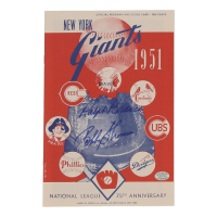 Ralph Branca & Bobby Thomson Signed 1951 Giants 75th Anniversary Program & Score Card (Stacks of Plaques) at PristineAuction.com