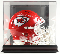 Patrick Mahomes Signed Chiefs Full-Size Speed Helmet with Mahogany Wood Display Case (Beckett) at PristineAuction.com