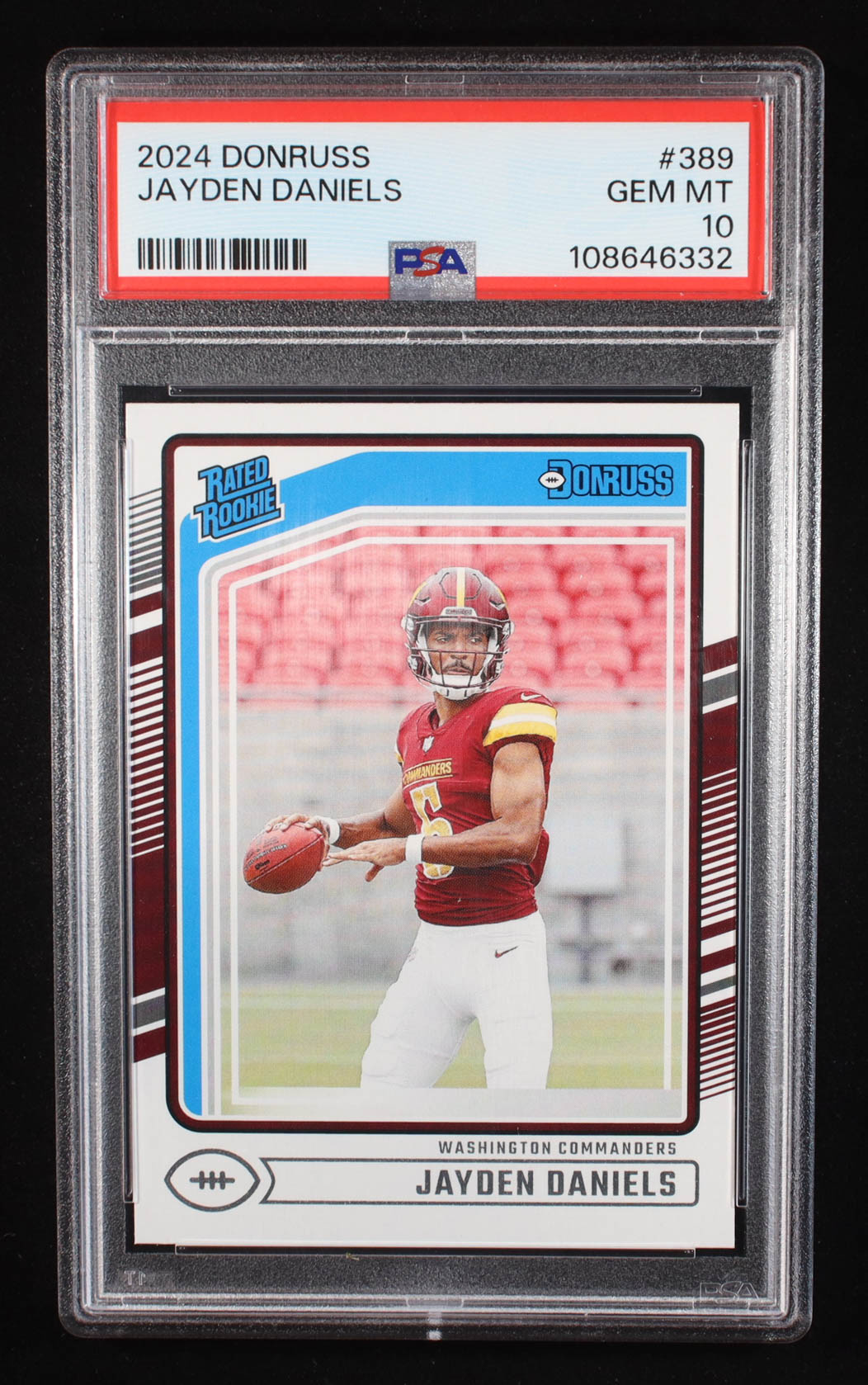 Jayden Daniels 2024 Donruss #389 RR RC (PSA 10) at PristineAuction.com Jayden Daniels 2024 Donruss #389 RR RC (PSA 10) at PristineAuction.com