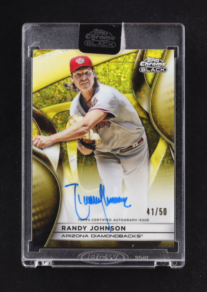 Randy Johnson 2025 Topps Chrome Black Autographs Gold Mini-Diamond Refractors #CBARJ #41/50