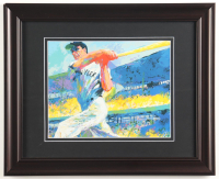 Joe DiMaggio Yankees Custom Framed Leroy Neiman Art Print Display at PristineAuction.com