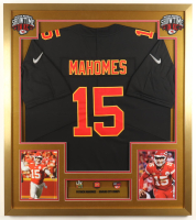 Patrick Mahomes Custom Framed Jersey Display with Title Plaque & (3) Super Bowl Pins at PristineAuction.com