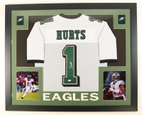 Jalen Hurts Signed Custom Framed Jersey Display (JSA) at PristineAuction.com