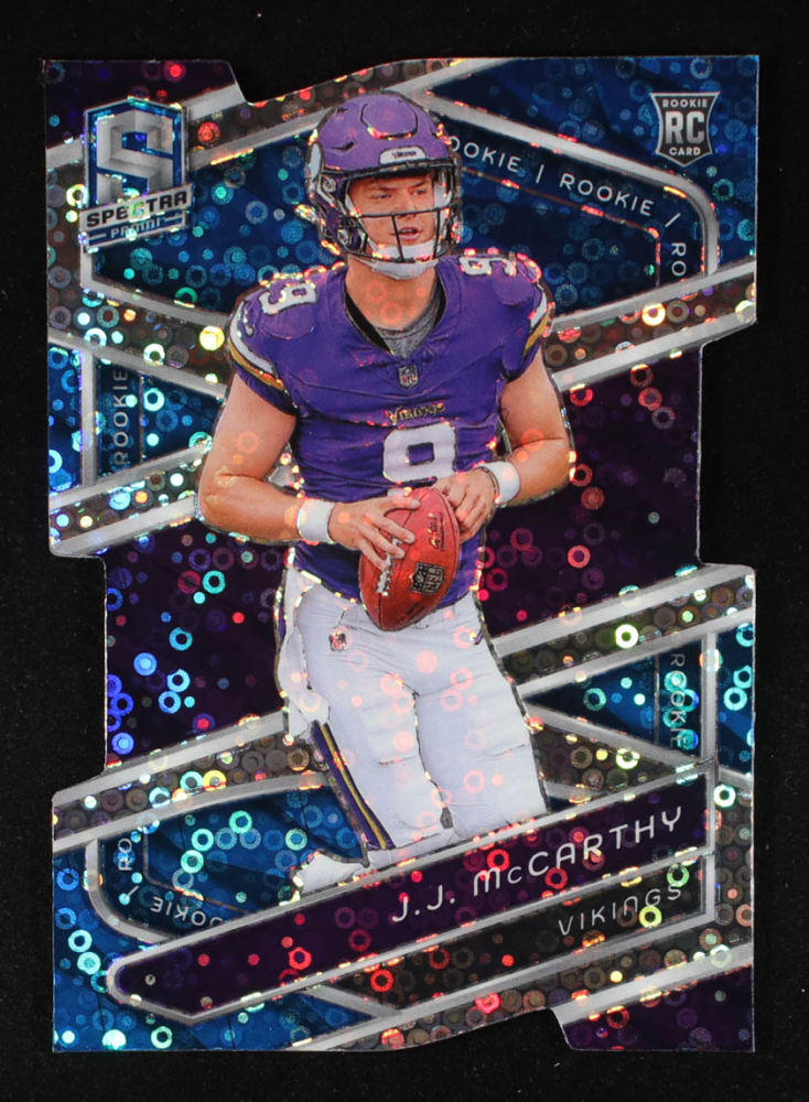 JJ McCarthy 2024 Panini Spectra Neon Blue Die Cut #121 RC #16/50