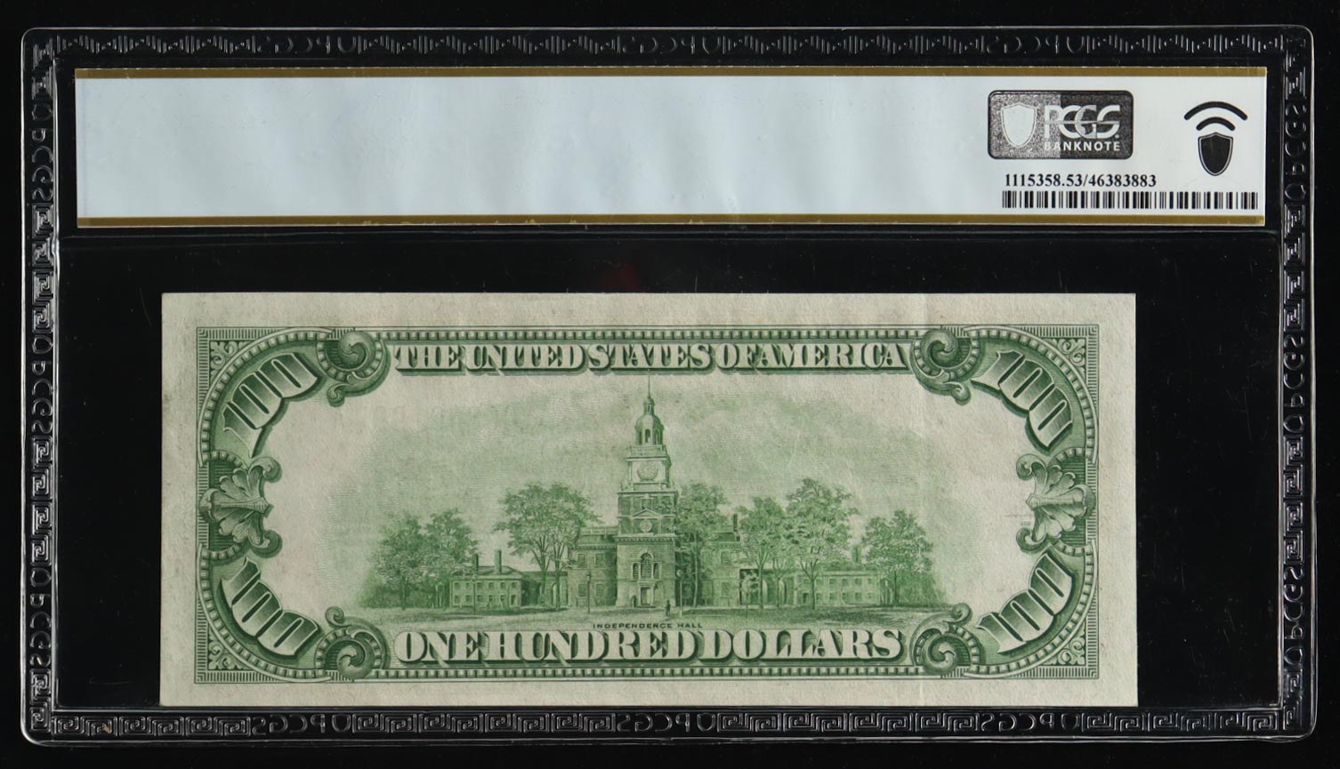 1934 U.S. $100 Federal Reserve Note, Chicago - Fr. 2152a-G DGS (Blue-Green) Signed: Julian / Morgenthau (PCGS About Unc 53 PPQ) at PristineAuction.com 1934 U.S. $100 Federal Reserve Note, Chicago - Fr. 2152a-G DGS (Blue-Green) Signed: Julian / Morgenthau (PCGS About Unc 53 PPQ) at PristineAuction.com