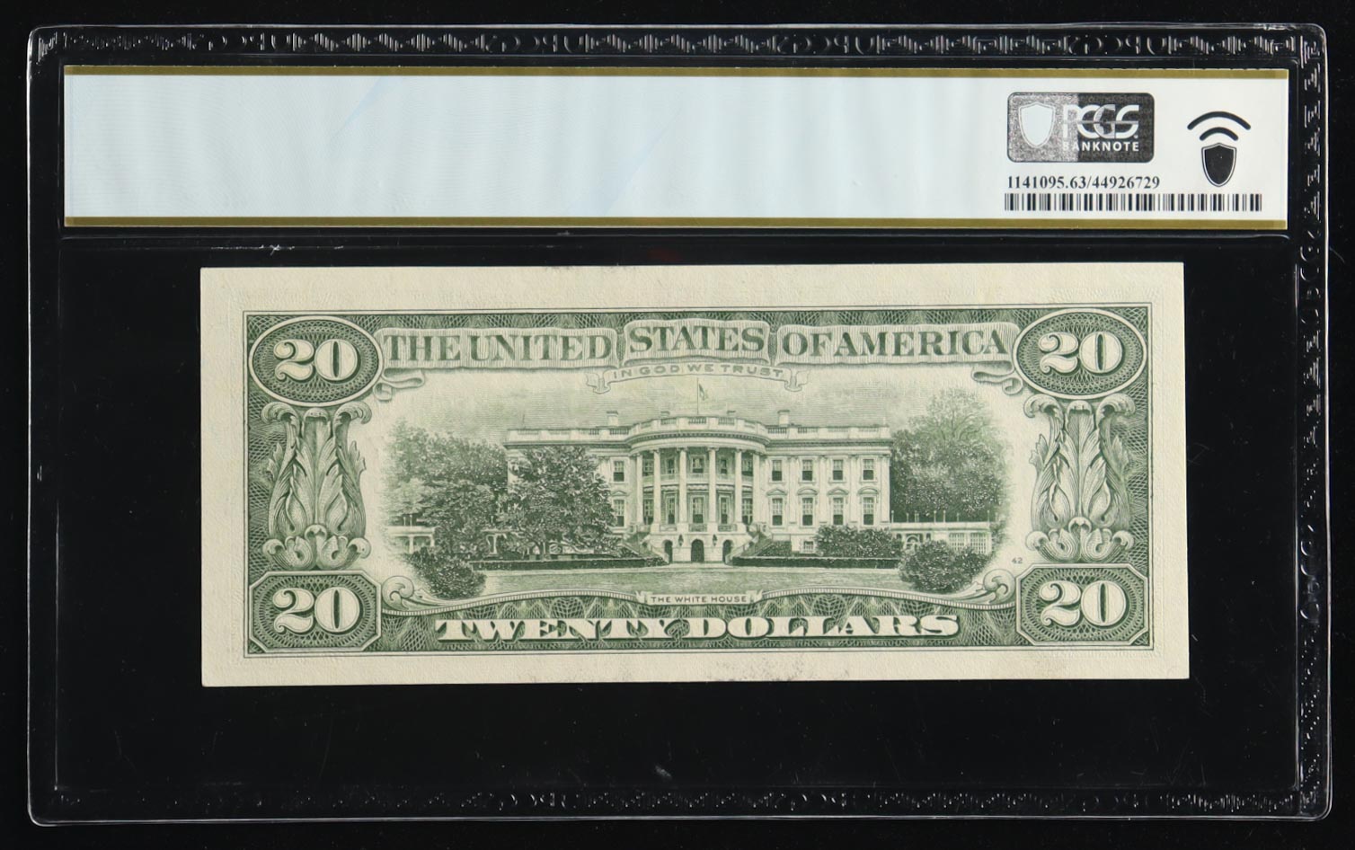1985 U.S. $20 Federal Reserve Note, Chicago - Fr. 2075-G (GD Block) Signed: Ortega / Baker (PCGS Choice Unc 63 PPQ) at PristineAuction.com 1985 U.S. $20 Federal Reserve Note, Chicago - Fr. 2075-G (GD Block) Signed: Ortega / Baker (PCGS Choice Unc 63 PPQ) at PristineAuction.com
