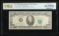 1985 U.S. $20 Federal Reserve Note, Chicago - Fr. 2075-G (GE Block) Signed: Ortega / Baker (PCGS Choice Unc 64 PPQ) at PristineAuction.com