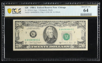 1988-A U.S. $20 Federal Reserve Note, Chicago - Fr. 2076-G (GE Block) Signed: Villalpando / Brady (PCGS Choice Unc 64) at PristineAuction.com