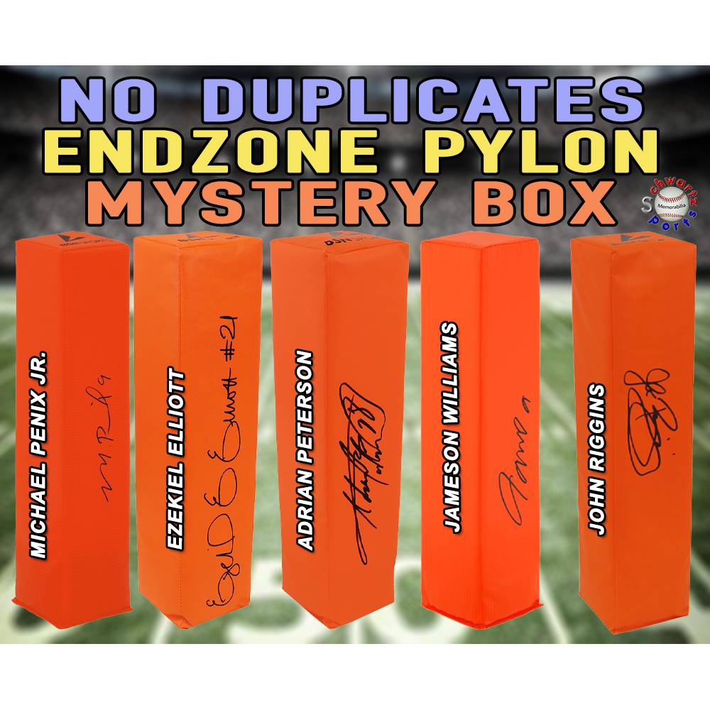 NO DUPLICATES (Players) Signed Football Endzone Pylon Mystery Box - Series 15 (Limited to 80) - Schwartz Sports at PristineAuction.com