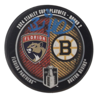 Brad Marchand Signed 2024 Stanley Cup Playoffs Logo Hockey Puck (Marchand) at PristineAuction.com