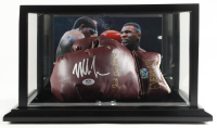 Mike Tyson Signed Jack Dempsey Model Boxing Glove with Photo in Wood Display Case (Tyson & PSA) at PristineAuction.com