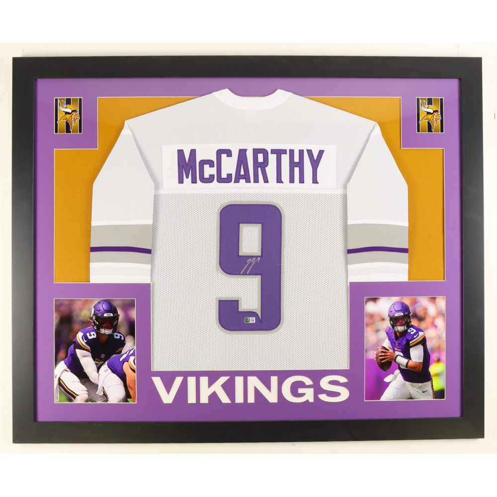 J.J. McCarthy Signed Custom Framed Jersey Display (Beckett) at PristineAuction.com
