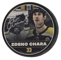 Zdeno Chara Signed Bruins Photo Hockey Puck (Chara) at PristineAuction.com