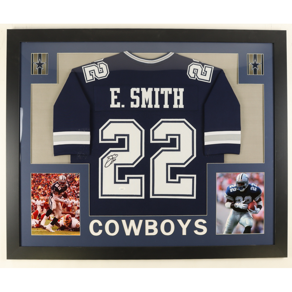 Emmitt Smith Signed Custom Framed Jersey Display (JSA) at PristineAuction.com