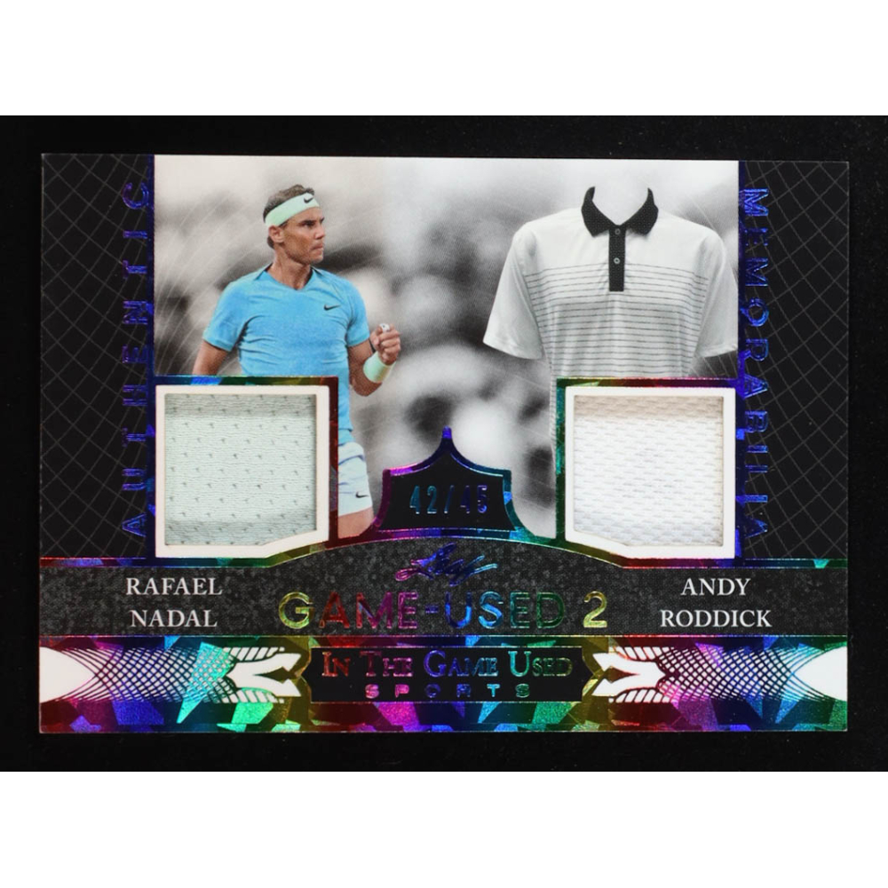 Rafael Nadal / Andy Roddick 2024 Leaf ITG Used Sports Game Used 2 Crystal Rainbow #IG223 #42/45 at PristineAuction.com