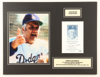 Tommy Lasorda Signed Dodgers 14x18 Custom Matted Cut Display (Stacks of Plaques) at PristineAuction.com