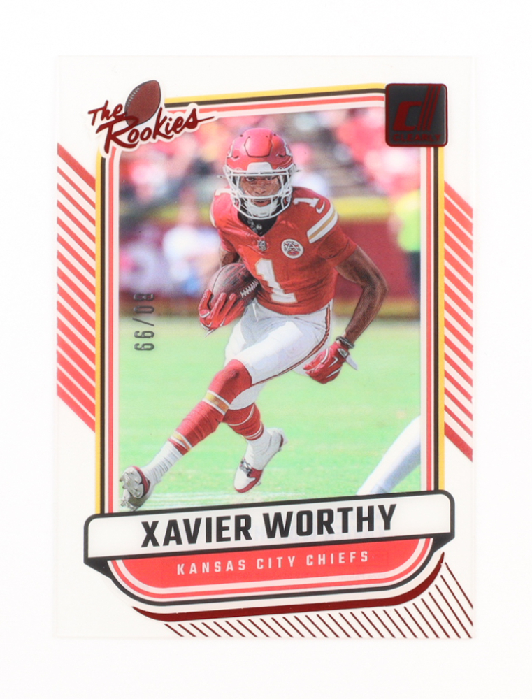 Xavier Worthy 2024 Clearly Donruss Clearly The Rookies Red #7 #80/99 RC