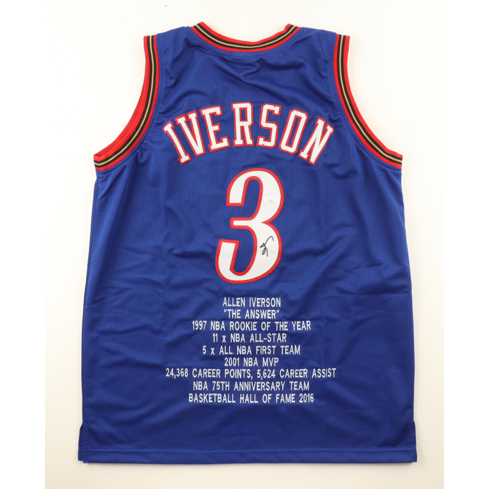 Allen Iverson Signed Career Highlight Stat Jersey (JSA) at PristineAuction.com