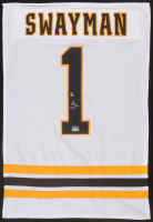 Jeremy Swayman Signed #1 Jersey Swatch (Swayman) at PristineAuction.com
