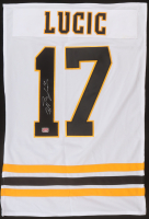 Milan Lucic Signed #17 Jersey Swatch (YSMS) at PristineAuction.com