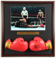 Mike Tyson Signed Custom Framed Everlast Boxing Glove Display with Photo (PSA) at PristineAuction.com