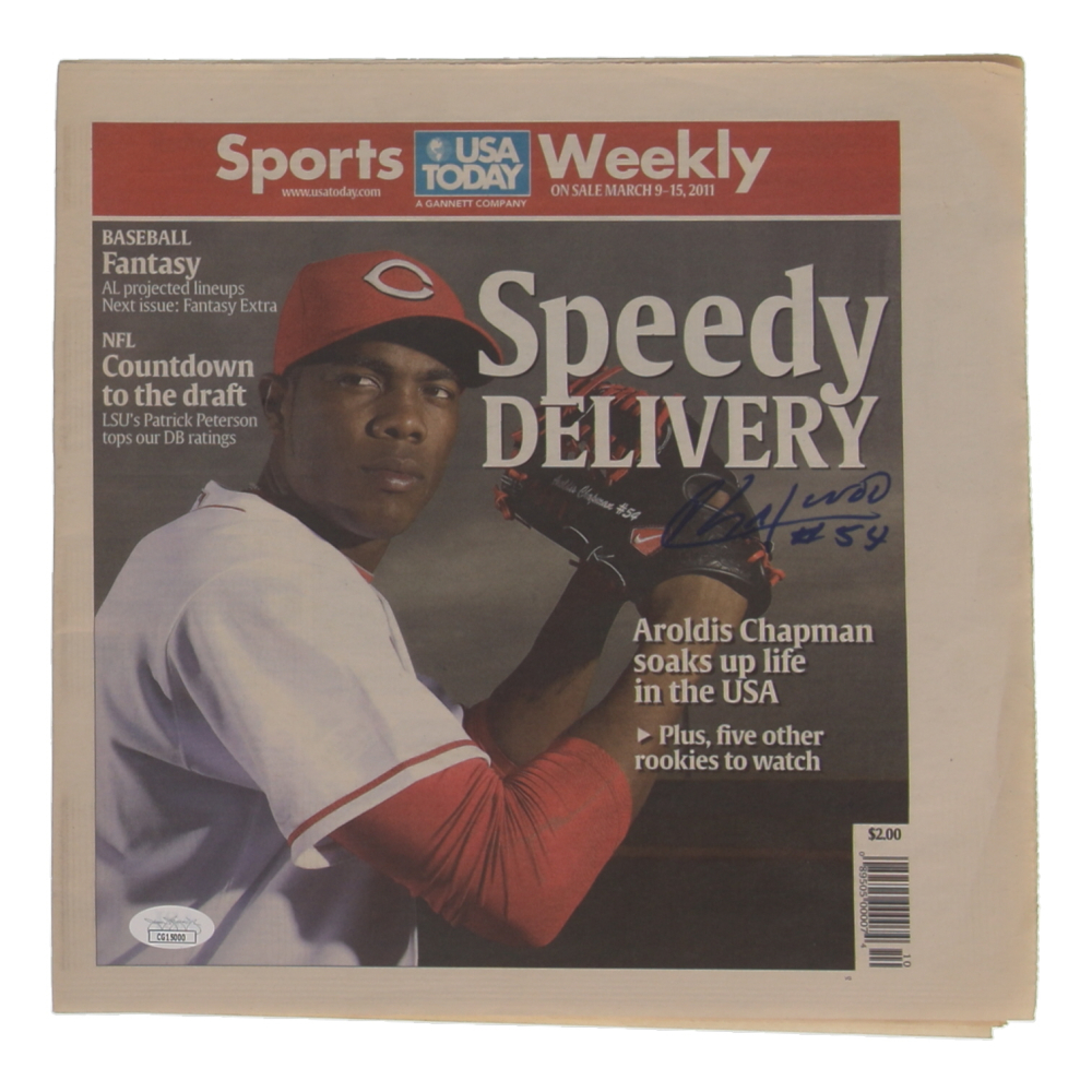 Aroldis Chapman Signed 2011 Sports Weekly Newspaper (JSA) at PristineAuction.com