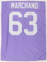 Brad Marchand Signed #63 Jersey Swatch Inscribed "Cancer Sucks" (Marchand) at PristineAuction.com