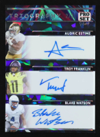 Audric Estime / Troy Franklin / Blake Watson 2024 Pro Set Pure Triography Silver Crystal #T3 RC #2/2 at PristineAuction.com