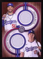 Shohei Ohtani / Mookie Betts 2025 Topps Tribute Dual Player Relics Purple #TPDRBO #01/50 at PristineAuction.com