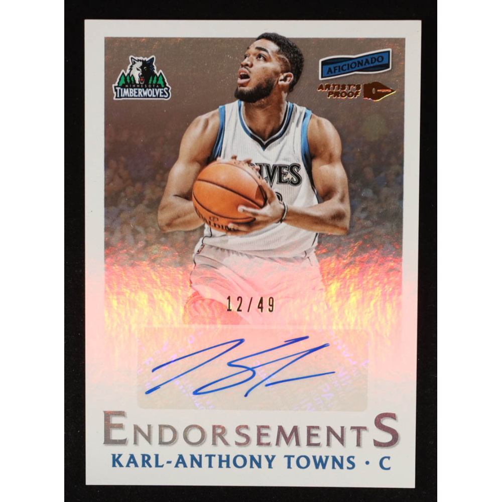Karl-Anthony Towns 2016-17 Panini Aficionado Endorsments Artist's Proof Bronze #17 #12/49 at PristineAuction.com