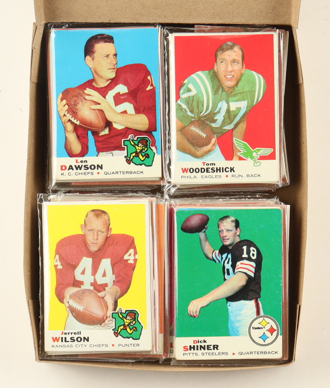 1969 Topps Football Cello Fun Pack Vending Box with (20) Packs at PristineAuction.com 1969 Topps Football Cello Fun Pack Vending Box with (20) Packs at PristineAuction.com