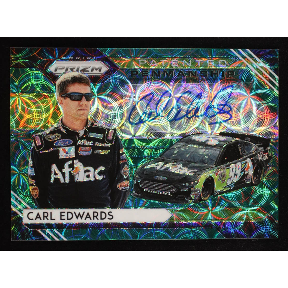 Carl Edwards 2020 Panini Prizm Patented Penmanship Prizms Green Scope #2 #44/75 at PristineAuction.com