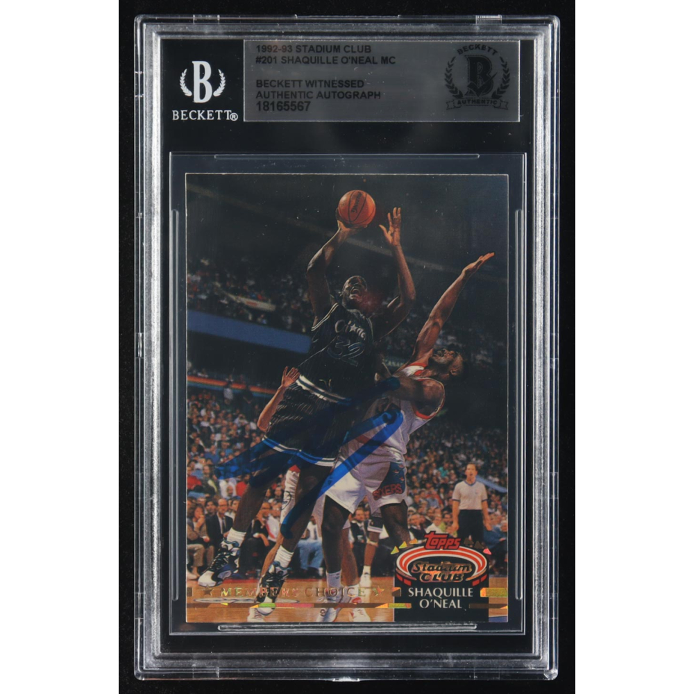 Shaquille O'Neal Signed 1992-93 Stadium Club #201 MC RC (BGS) at PristineAuction.com